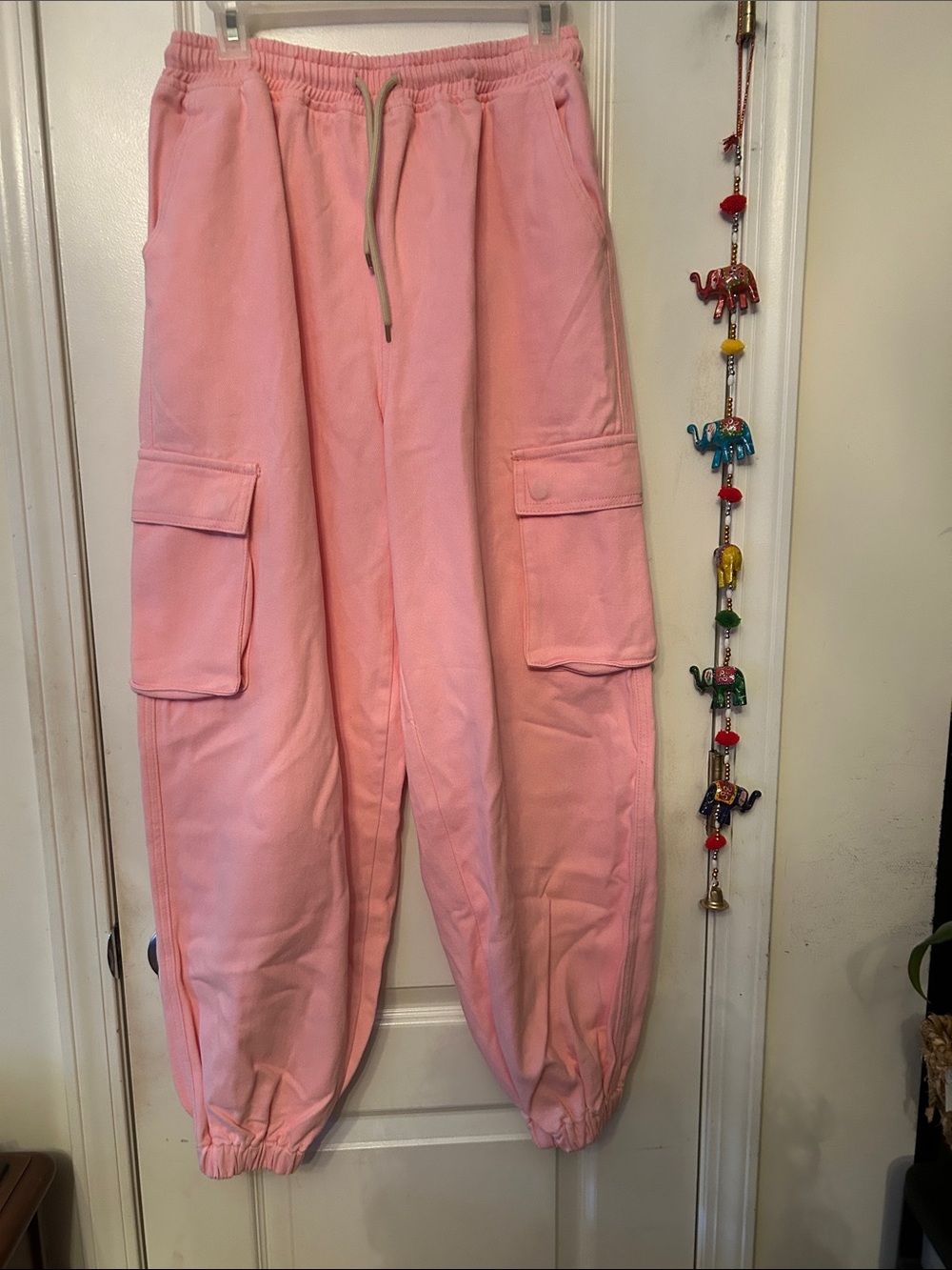 Sage & Fig Pink Denim Cargo Joggers